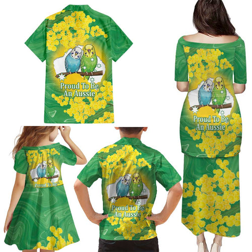 Budgerigar Australia Day Family Matching Puletasi and Hawaiian Shirt Proud To Be An Aussie Opal National Color - Aussie Hoodie