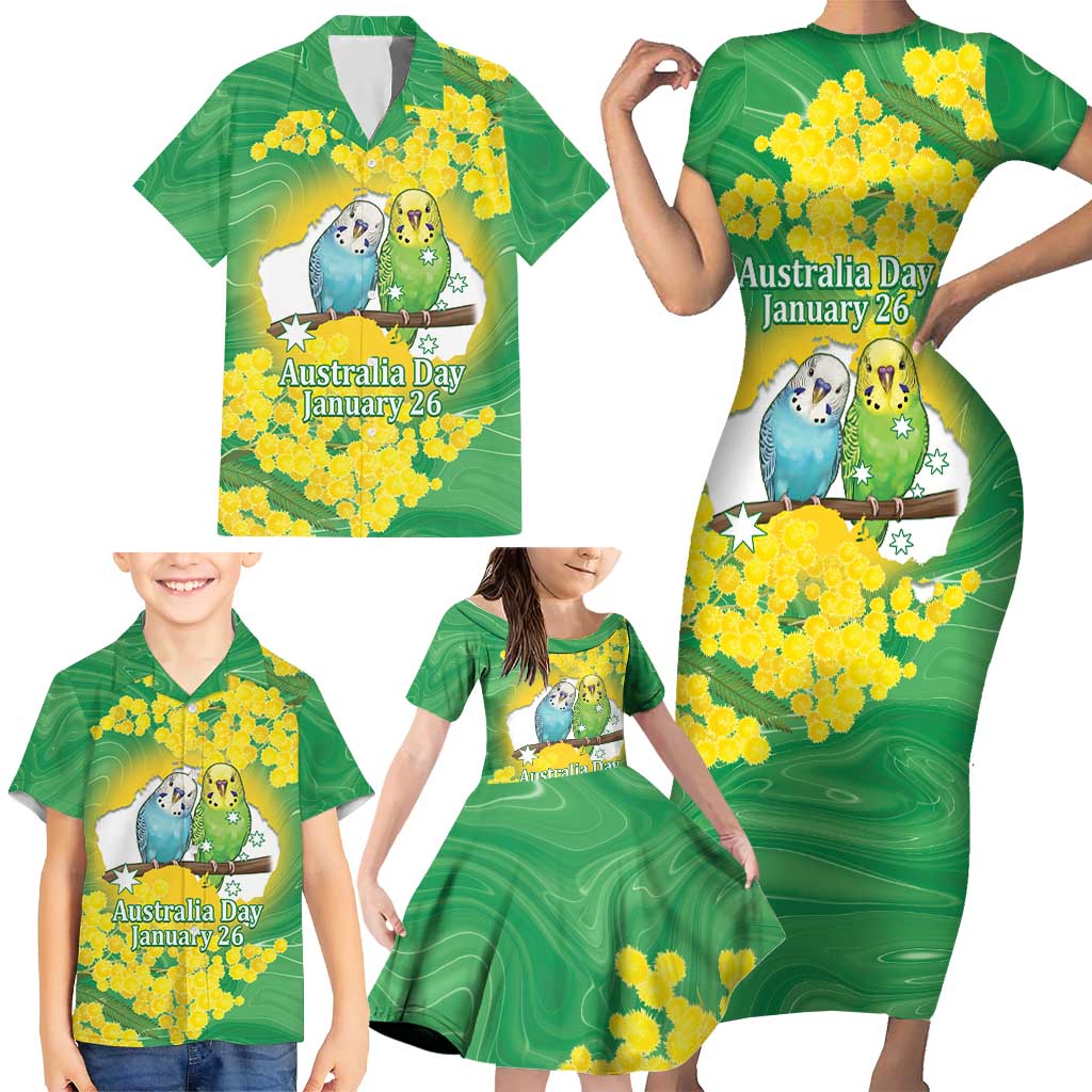 Budgerigar Australia Day Family Matching Short Sleeve Bodycon Dress and Hawaiian Shirt Proud To Be An Aussie Opal National Color - Aussie Hoodie