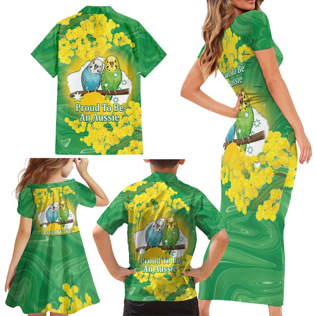 Budgerigar Australia Day Family Matching Short Sleeve Bodycon Dress and Hawaiian Shirt Proud To Be An Aussie Opal National Color - Aussie Hoodie