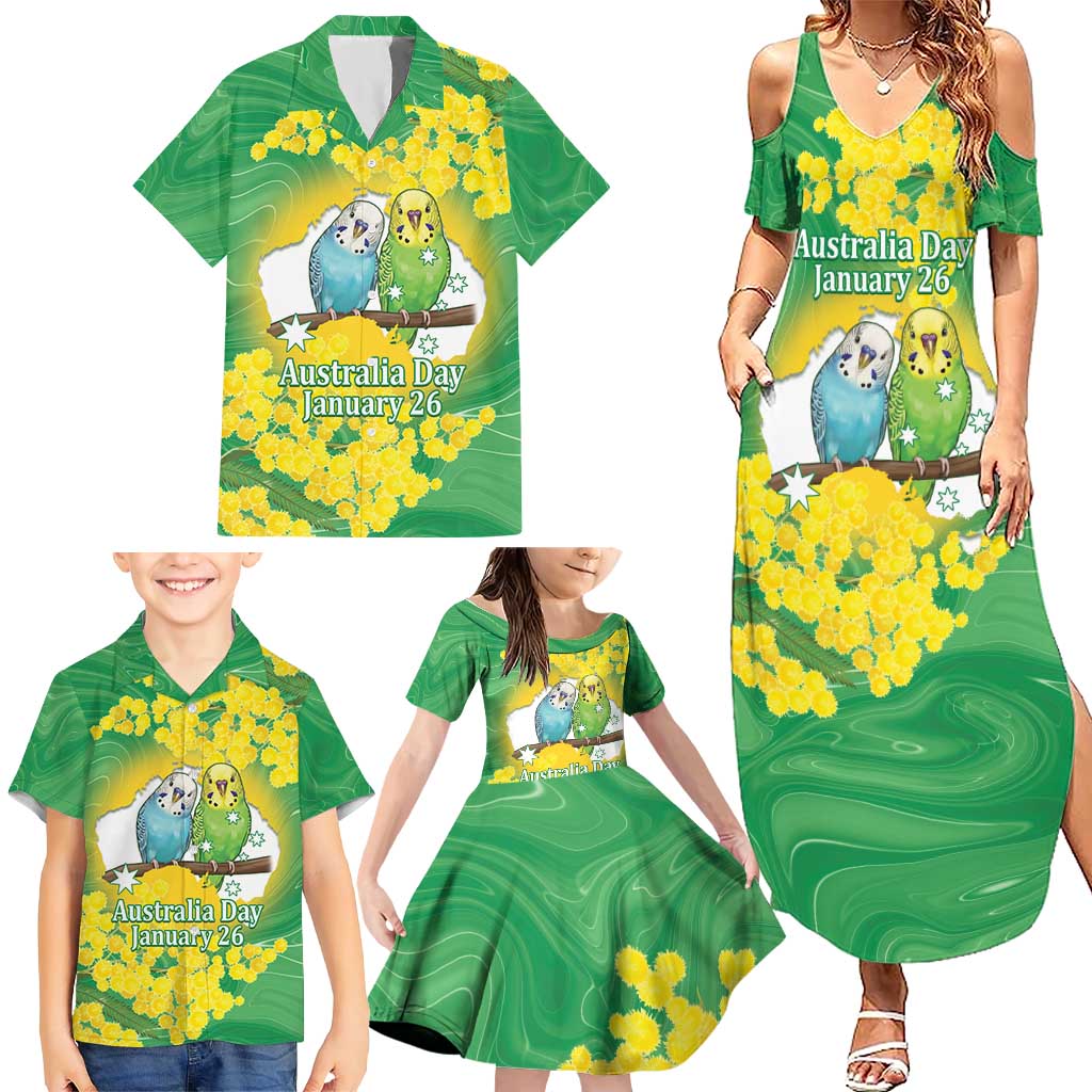 Budgerigar Australia Day Family Matching Summer Maxi Dress and Hawaiian Shirt Proud To Be An Aussie Opal National Color - Aussie Hoodie