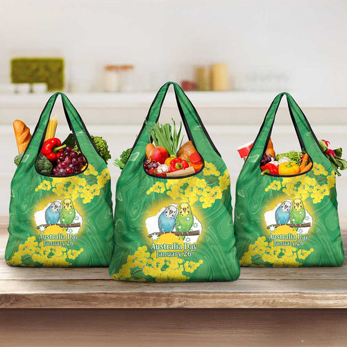 Budgerigar Australia Day Grocery Bag Proud To Be An Aussie Opal National Color - Aussie Hoodie