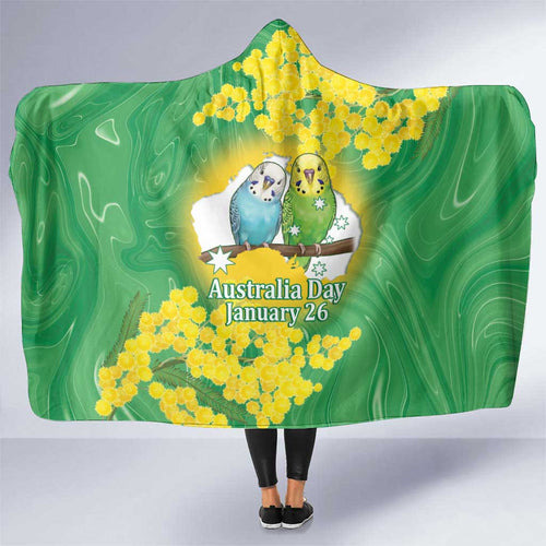 Budgerigar Australia Day Hooded Blanket Proud To Be An Aussie Opal National Color - Aussie Hoodie