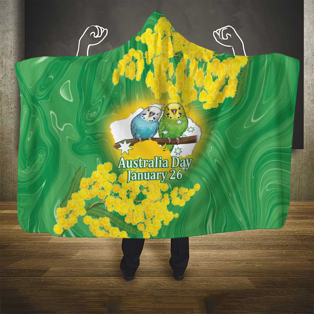 Budgerigar Australia Day Hooded Blanket Proud To Be An Aussie Opal National Color - Aussie Hoodie