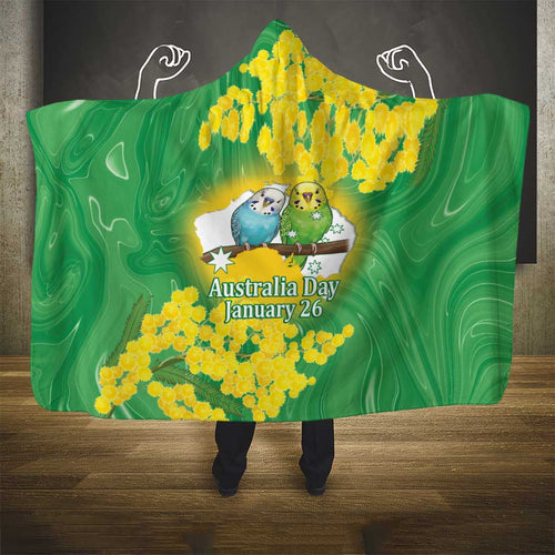 Budgerigar Australia Day Hooded Blanket Proud To Be An Aussie Opal National Color - Aussie Hoodie