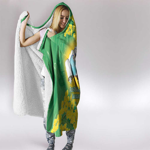 Budgerigar Australia Day Hooded Blanket Proud To Be An Aussie Opal National Color - Aussie Hoodie