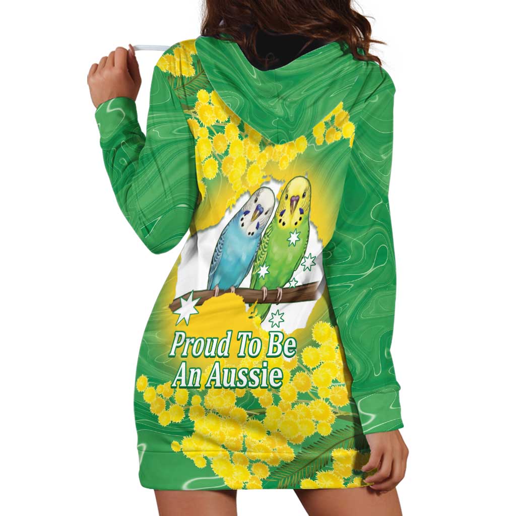 Budgerigar Australia Day Hoodie Dress Proud To Be An Aussie Opal National Color - Aussie Hoodie