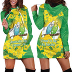 Budgerigar Australia Day Hoodie Dress Proud To Be An Aussie Opal National Color - Aussie Hoodie