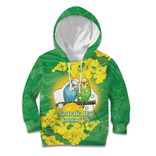 Budgerigar Australia Day Kid Hoodie Proud To Be An Aussie Opal National Color - Aussie Hoodie