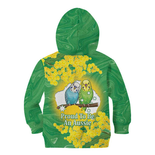 Budgerigar Australia Day Kid Hoodie Proud To Be An Aussie Opal National Color - Aussie Hoodie