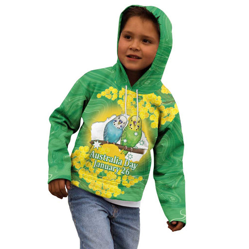 Budgerigar Australia Day Kid Hoodie Proud To Be An Aussie Opal National Color - Aussie Hoodie