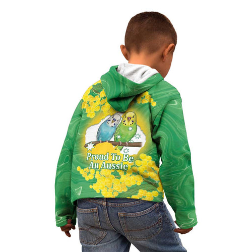 Budgerigar Australia Day Kid Hoodie Proud To Be An Aussie Opal National Color - Aussie Hoodie