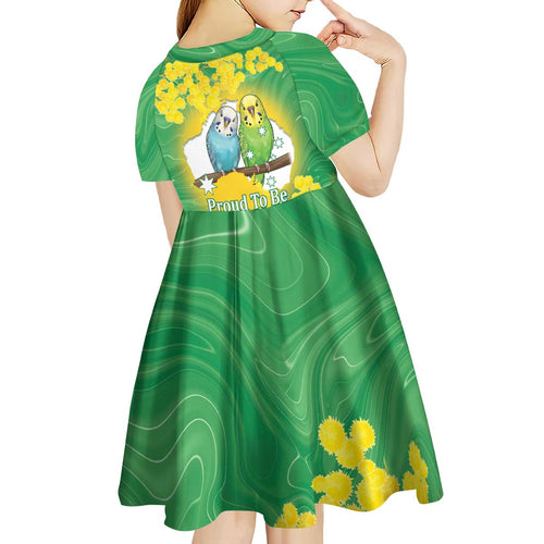 Budgerigar Australia Day Kid Short Sleeve Dress Proud To Be An Aussie Opal National Color - Aussie Hoodie