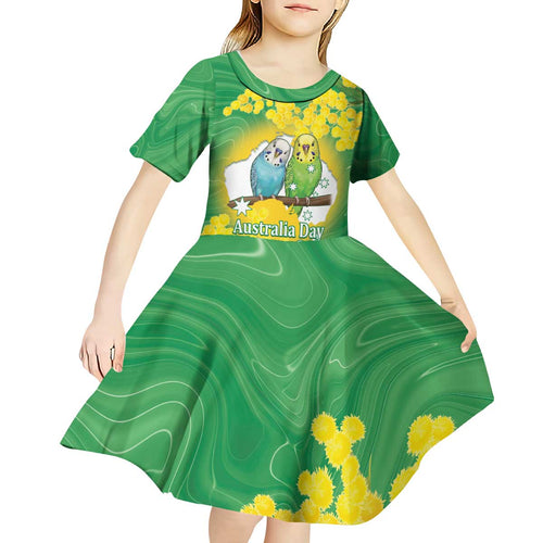 Budgerigar Australia Day Kid Short Sleeve Dress Proud To Be An Aussie Opal National Color - Aussie Hoodie
