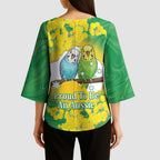 Budgerigar Australia Day Kimono Sleeve Blouse Proud To Be An Aussie Opal National Color - Aussie Hoodie
