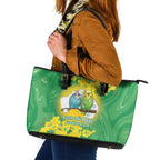 Budgerigar Australia Day Leather Tote Bag Proud To Be An Aussie Opal National Color - Aussie Hoodie