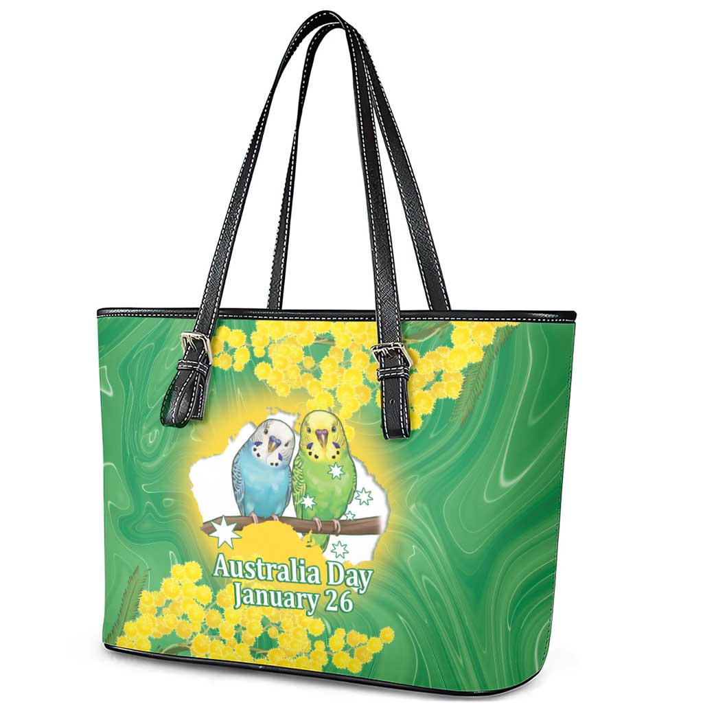 Budgerigar Australia Day Leather Tote Bag Proud To Be An Aussie Opal National Color - Aussie Hoodie