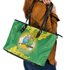 Budgerigar Australia Day Leather Tote Bag Proud To Be An Aussie Opal National Color - Aussie Hoodie