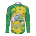 Budgerigar Australia Day Long Sleeve Button Shirt Proud To Be An Aussie Opal National Color - Aussie Hoodie