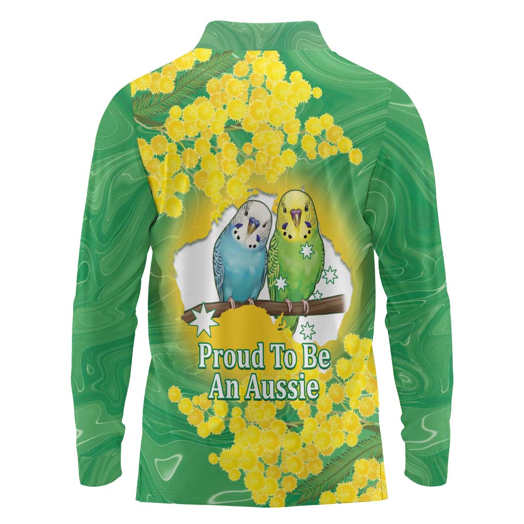 Budgerigar Australia Day Long Sleeve Polo Shirt Proud To Be An Aussie Opal National Color - Aussie Hoodie