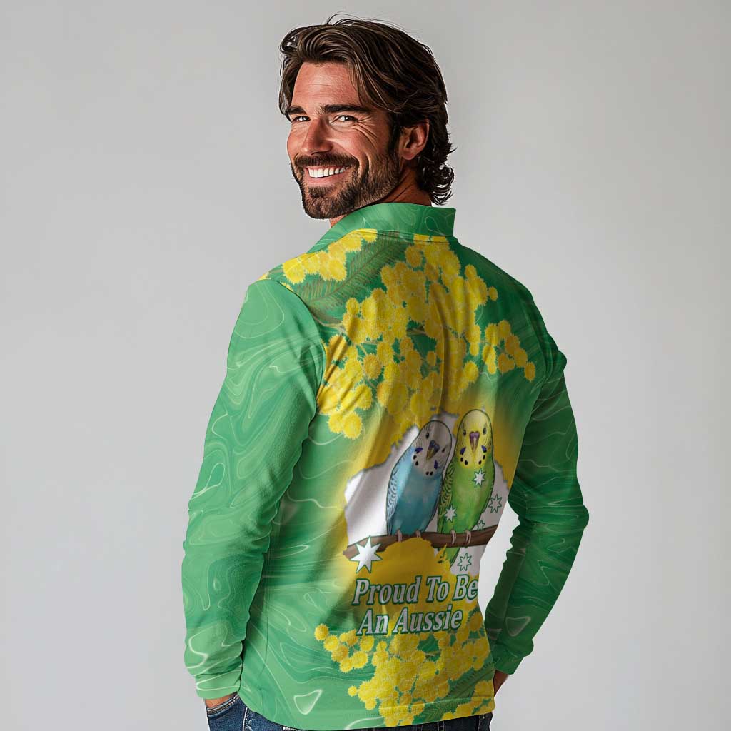 Budgerigar Australia Day Long Sleeve Polo Shirt Proud To Be An Aussie Opal National Color - Aussie Hoodie
