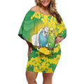 Budgerigar Australia Day Off Shoulder Short Dress Proud To Be An Aussie Opal National Color - Aussie Hoodie