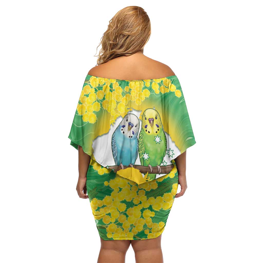 Budgerigar Australia Day Off Shoulder Short Dress Proud To Be An Aussie Opal National Color - Aussie Hoodie