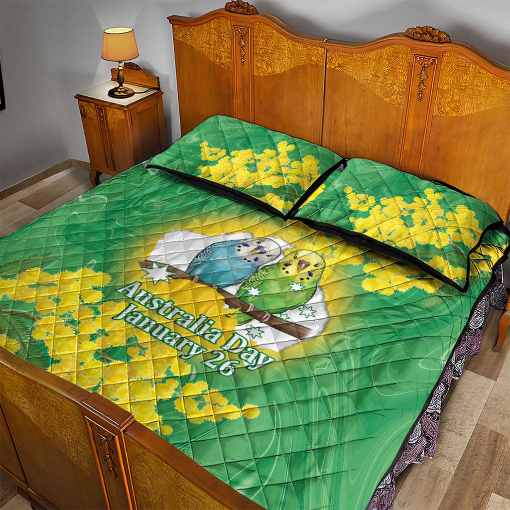 Budgerigar Australia Day Quilt Bed Set Proud To Be An Aussie Opal National Color - Aussie Hoodie