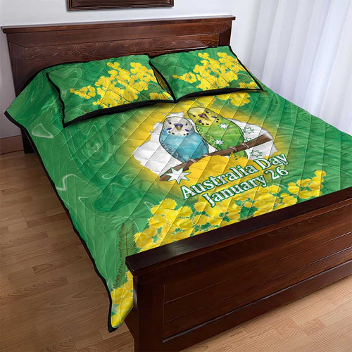 Budgerigar Australia Day Quilt Bed Set Proud To Be An Aussie Opal National Color - Aussie Hoodie