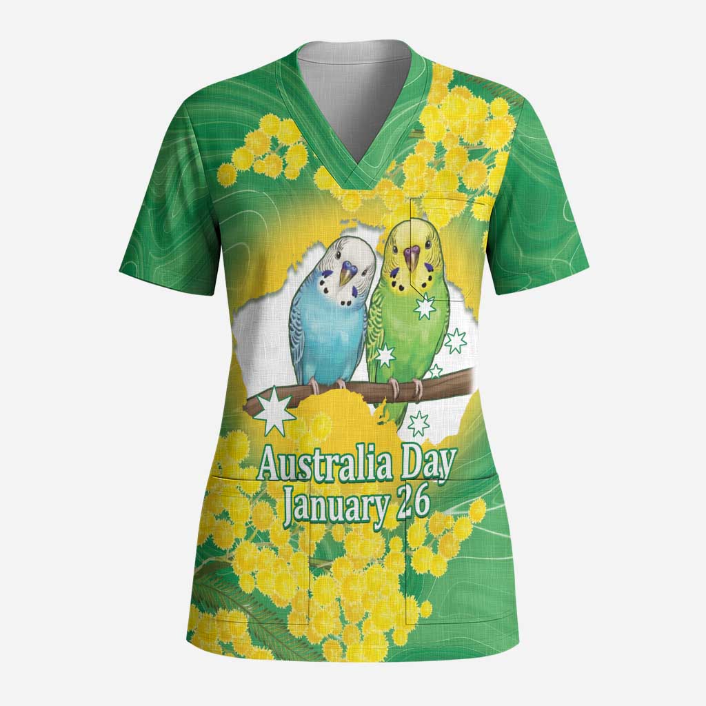 Budgerigar Australia Day Scrub Top Proud To Be An Aussie Opal National Color - Aussie Hoodie