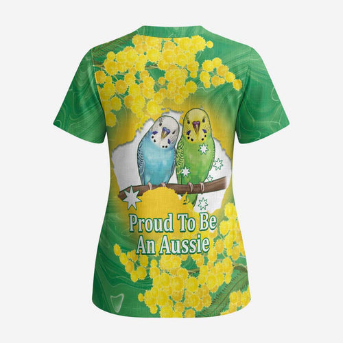 Budgerigar Australia Day Scrub Top Proud To Be An Aussie Opal National Color - Aussie Hoodie