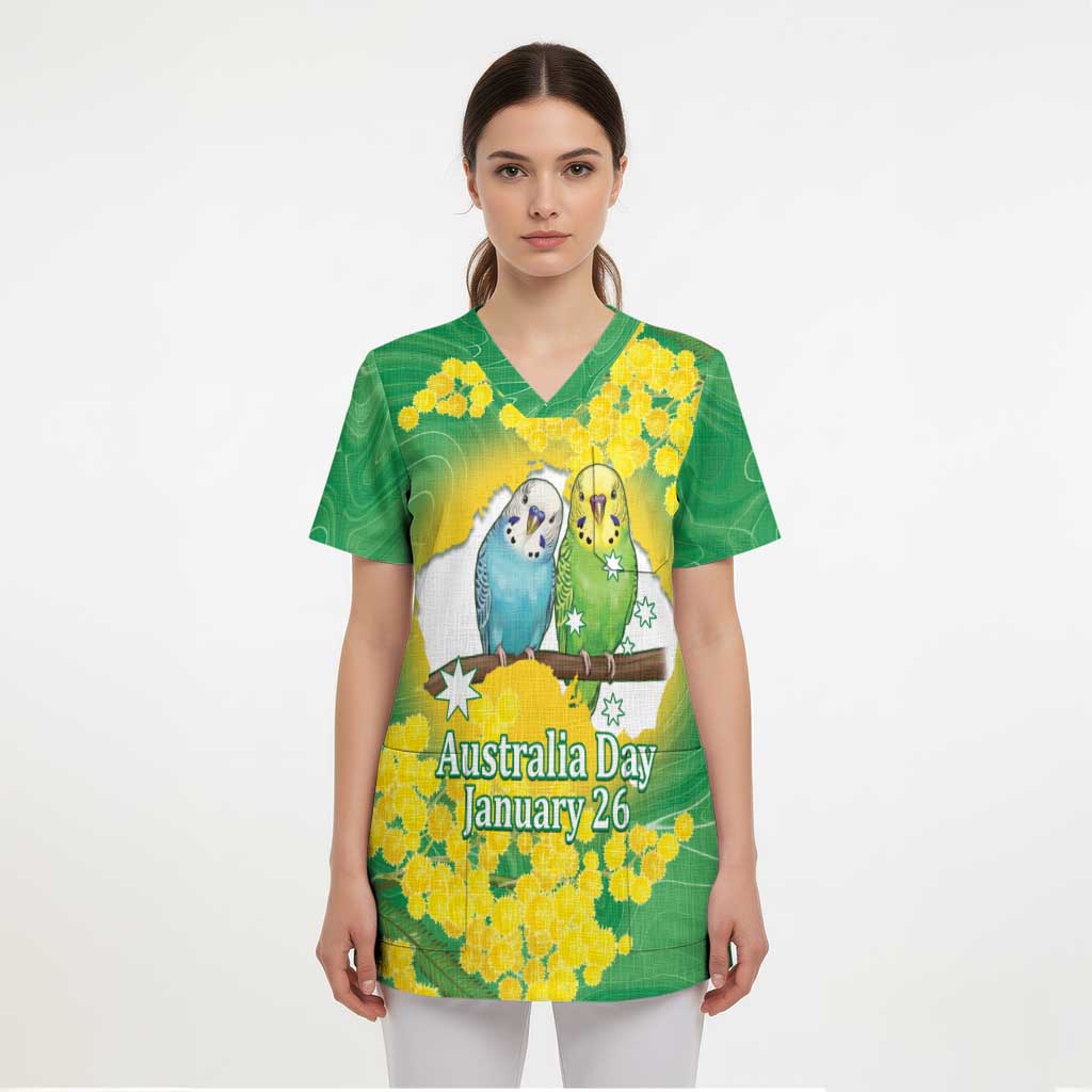 Budgerigar Australia Day Scrub Top Proud To Be An Aussie Opal National Color - Aussie Hoodie