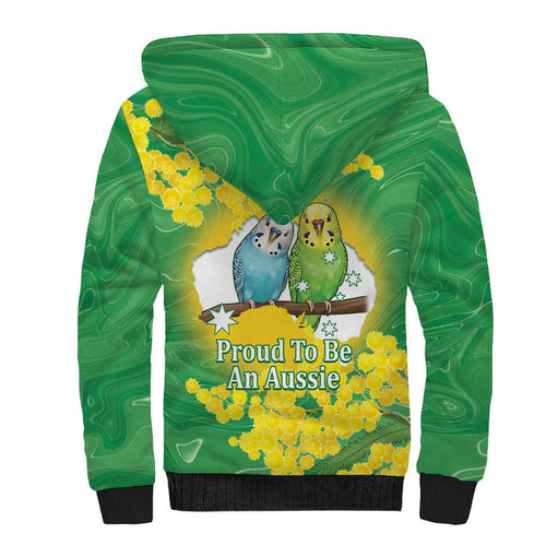 Budgerigar Australia Day Sherpa Hoodie Proud To Be An Aussie Opal National Color - Aussie Hoodie