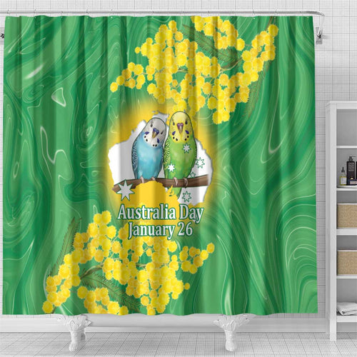 Budgerigar Australia Day Shower Curtain Proud To Be An Aussie Opal National Color - Aussie Hoodie