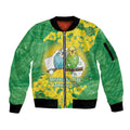 Budgerigar Australia Day Sleeve Zip Bomber Jacket Proud To Be An Aussie Opal National Color - Aussie Hoodie