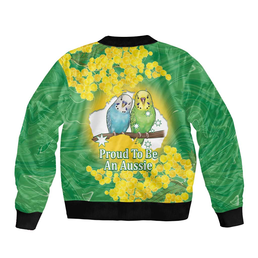 Budgerigar Australia Day Sleeve Zip Bomber Jacket Proud To Be An Aussie Opal National Color - Aussie Hoodie