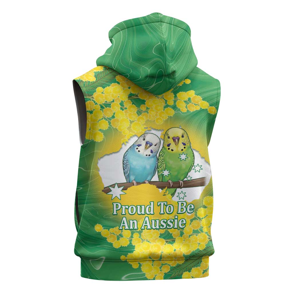 Budgerigar Australia Day Sleeveless Hoodie Proud To Be An Aussie Opal National Color - Aussie Hoodie