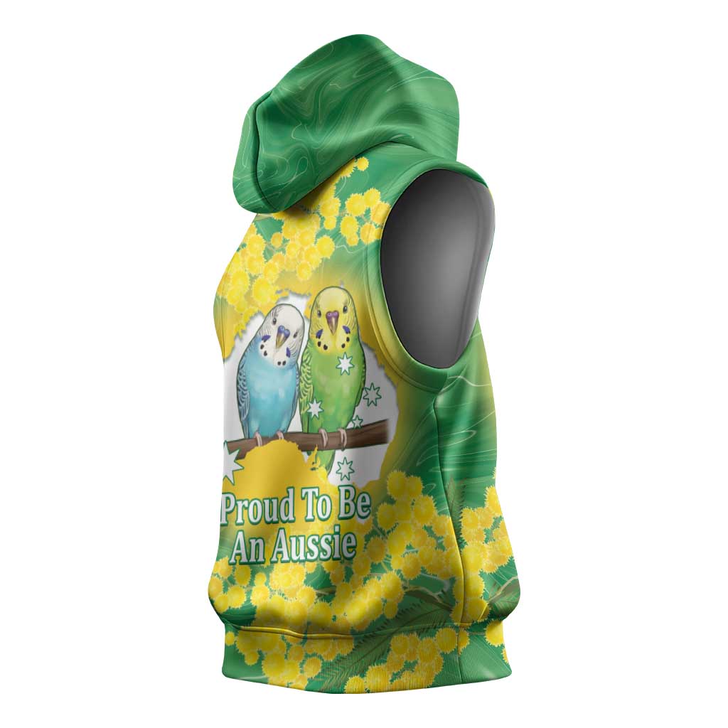Budgerigar Australia Day Sleeveless Hoodie Proud To Be An Aussie Opal National Color - Aussie Hoodie