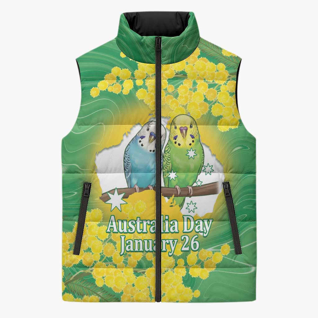Budgerigar Australia Day Sleeveless Puffer Jacket Proud To Be An Aussie Opal National Color - Aussie Hoodie