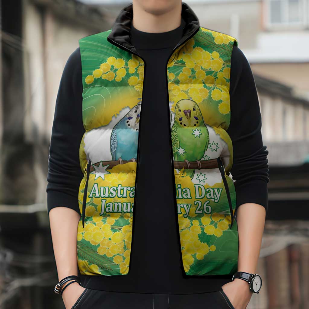 Budgerigar Australia Day Sleeveless Puffer Jacket Proud To Be An Aussie Opal National Color - Aussie Hoodie