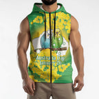 Budgerigar Australia Day Sleeveless Zip Hoodie Proud To Be An Aussie Opal National Color - Aussie Hoodie