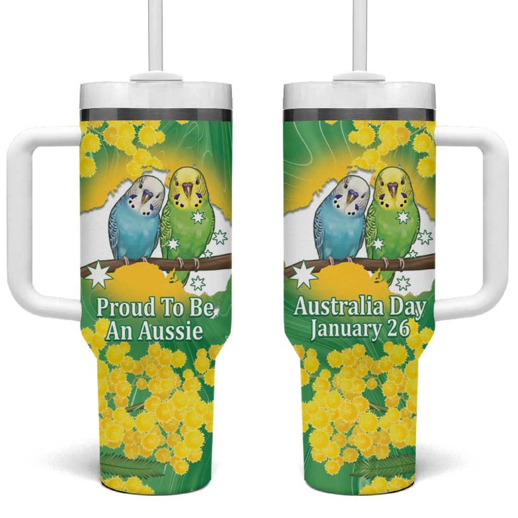 Budgerigar Australia Day Tumbler With Handle Proud To Be An Aussie Opal National Color - Aussie Hoodie