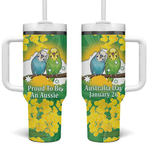 Budgerigar Australia Day Tumbler With Handle Proud To Be An Aussie Opal National Color - Aussie Hoodie