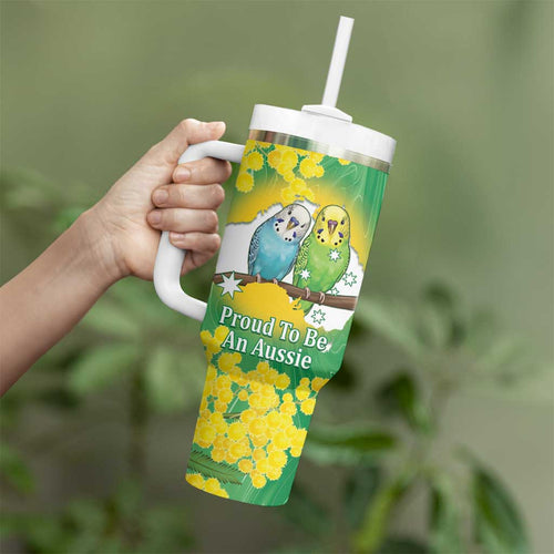 Budgerigar Australia Day Tumbler With Handle Proud To Be An Aussie Opal National Color - Aussie Hoodie