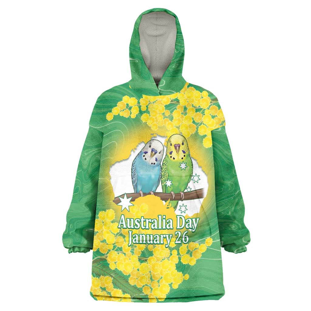 Budgerigar Australia Day Wearable Blanket Hoodie Proud To Be An Aussie Opal National Color - Aussie Hoodie