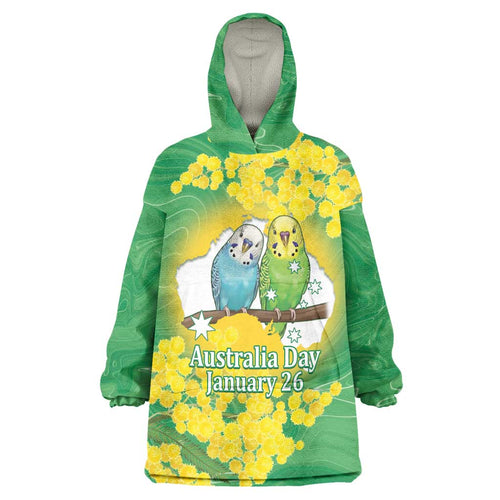 Budgerigar Australia Day Wearable Blanket Hoodie Proud To Be An Aussie Opal National Color - Aussie Hoodie
