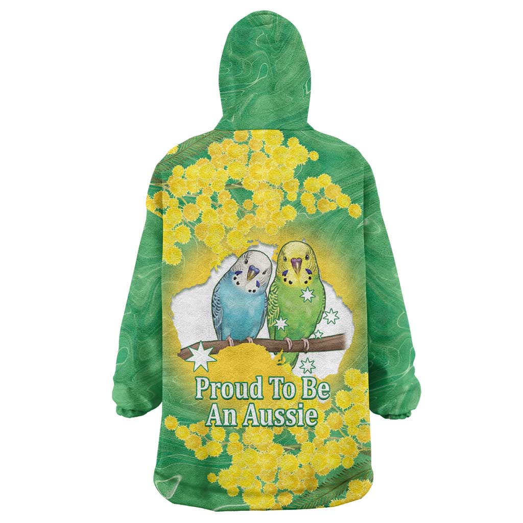 Budgerigar Australia Day Wearable Blanket Hoodie Proud To Be An Aussie Opal National Color - Aussie Hoodie
