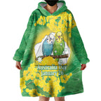 Budgerigar Australia Day Wearable Blanket Hoodie Proud To Be An Aussie Opal National Color - Aussie Hoodie