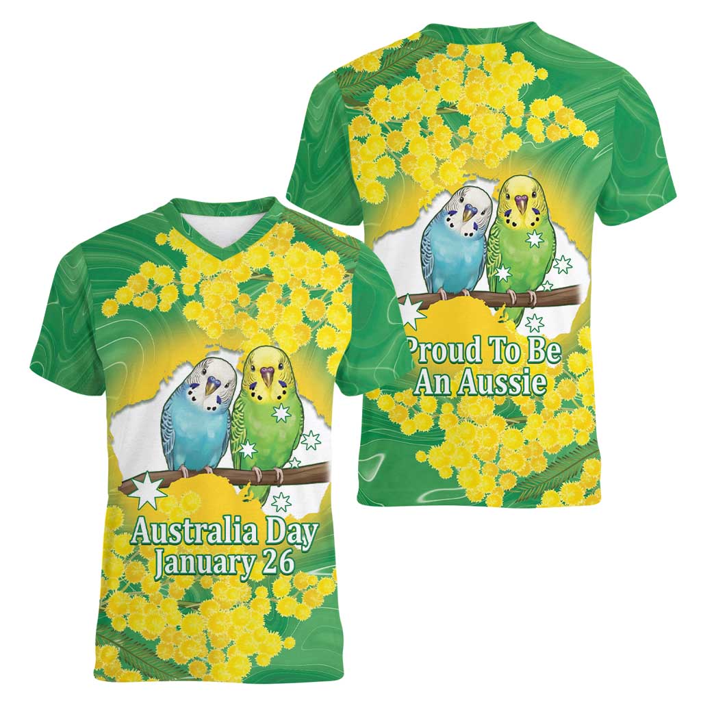 Budgerigar Australia Day Women V-Neck T-Shirt Proud To Be An Aussie Opal National Color - Aussie Hoodie
