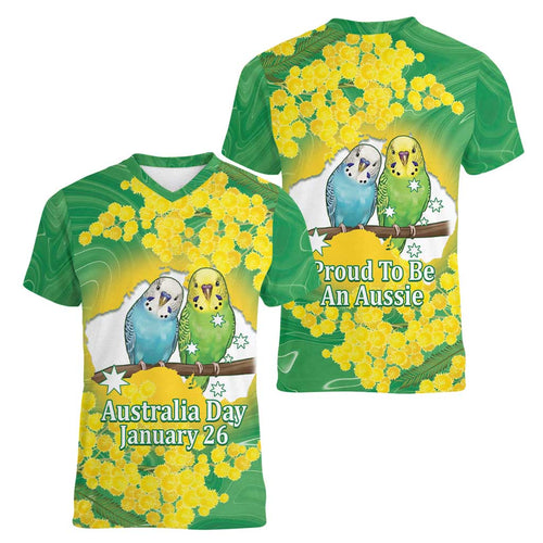 Budgerigar Australia Day Women V-Neck T-Shirt Proud To Be An Aussie Opal National Color - Aussie Hoodie