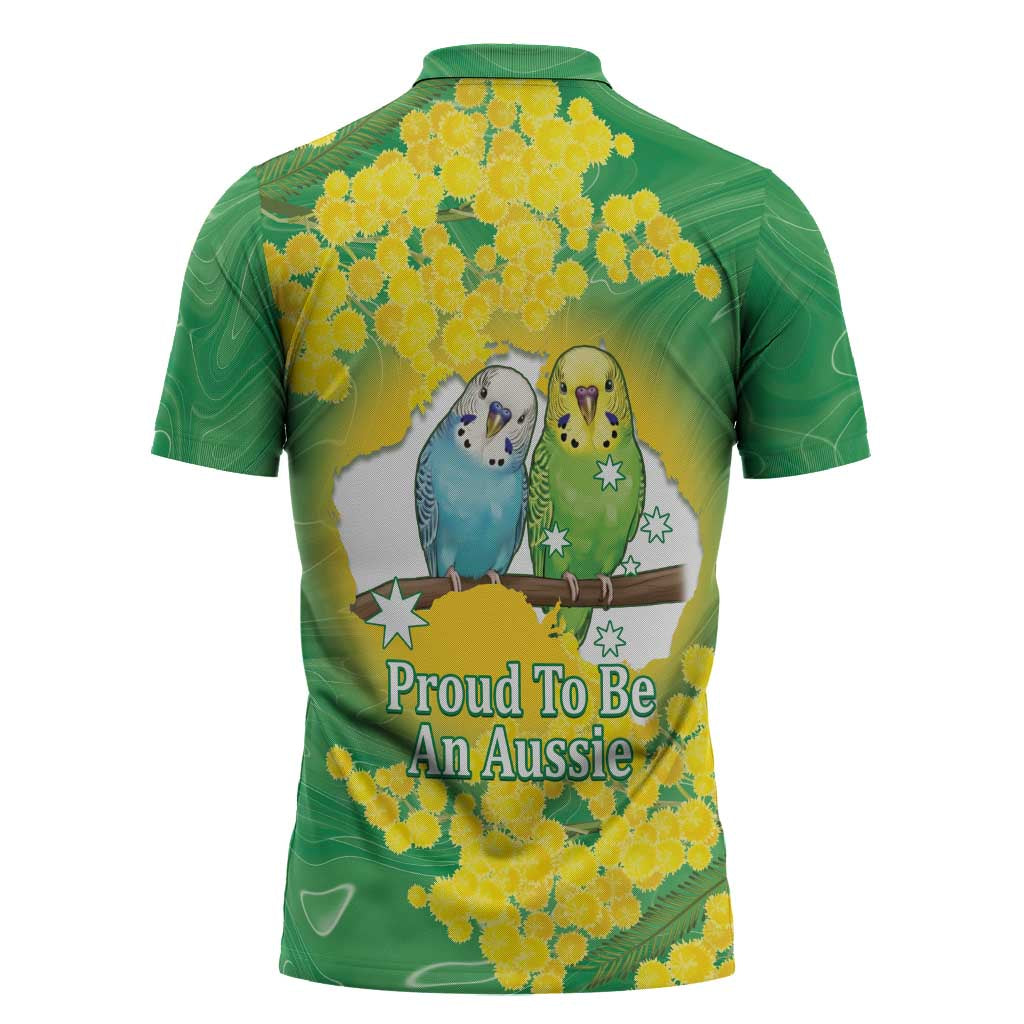Budgerigar Australia Day Zipper Polo Shirt Proud To Be An Aussie Opal National Color - Aussie Hoodie